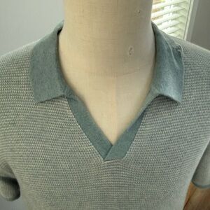 Marine Layer Sweater Polo - Large - Light Green/Topaz